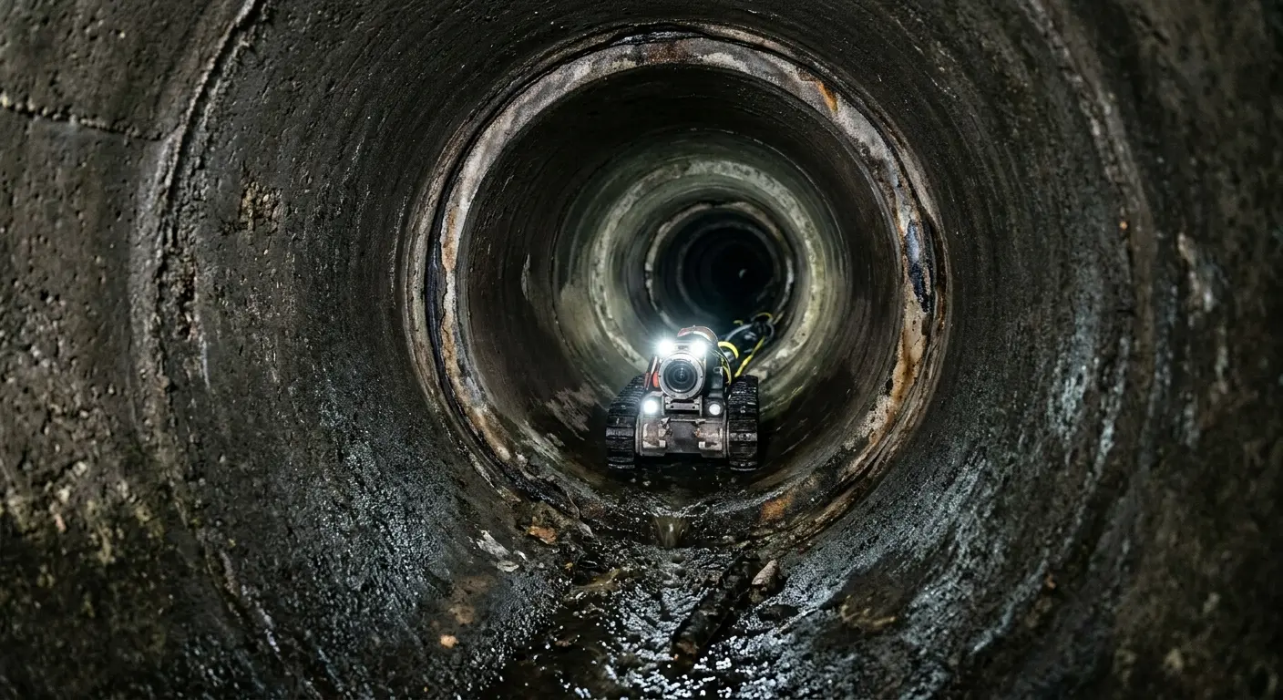 Robotic sewer camera inspecting pipe interior for Sewer Line Cleaning in Royal Kunia